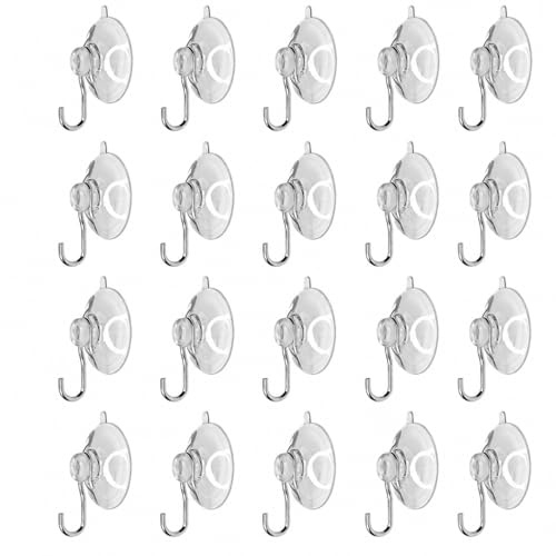 20 ganci a ventosa, 40 mm, ventosa trasparente per cucina, bagno, parete, finestra, porta in vetro, può essere utilizzato per conservare, appendere/asciugamani/accessori per la casa (20, 40 mm)
