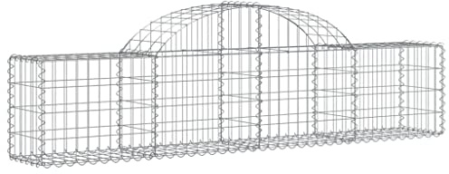 Nqyjm Clôture en Maille de Jardin Paniers à Gabions Arqués 4 pièce 200x30x40/60 cm Fer Galvanisé, Mur à Gabion Cages à Pierres pour Terrasse Extérieur Pelouse Décorative