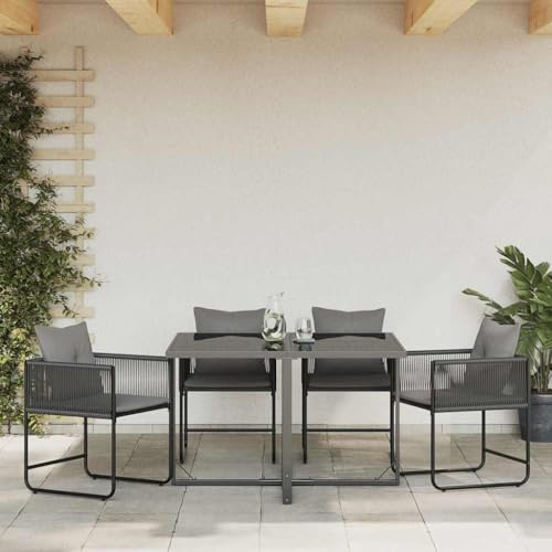 Mimdixy Terrassenstuhl Relaxsessel Campingstuhl,Gartenstühle 4 pcs Schwarz und Anthrazit 50.5 x 53.5 x 63.5 cm,Outdoor Sessel Für Terrasse,Balkon,Veranda,Wetterfest,Leicht Zu Montieren
