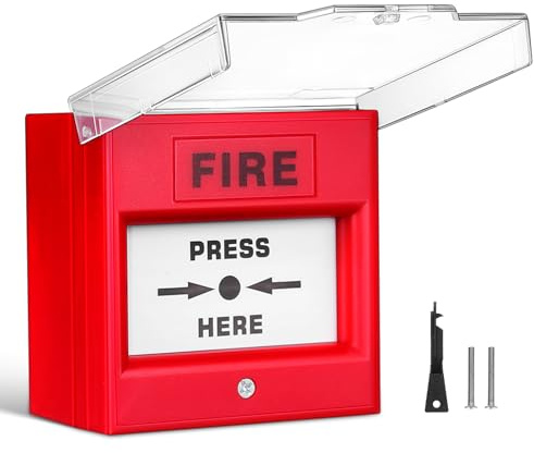 ELAYARD Glas Feuermelderknopf mit Notentriegelung Alarmknopf für Zugangskontrollsysteme Brandschutz und Einbruchschutz LED Indikator für Zuhause Büro und Öffentliche Räume