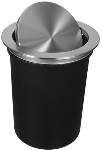 Lurrose Bote de Basura de Cocina de Acero Inoxidable 3 Piezas con Tapa Abatible Empotrada para Encimera, Papelera de Escritorio Integrada para Gestión de Olores en Hogar y Oficina