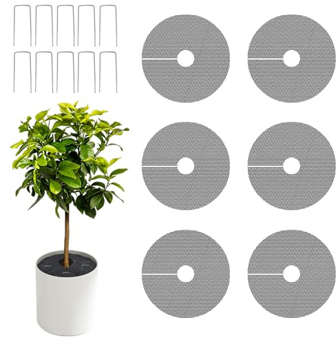 Bekeify 6 Piezas 30 CM Rejillas para Macetas con 10 Clavos en Forma de U Rejilla Protectora de Suelo para Macetas Cortable Adecuada para la Protección de Las Plantas