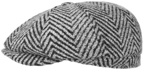 Lipodo Coarse Herringbone Schirmmütze Ballonmütze Fischgrätmuster Herren Herbst Winter grau L (59-60 cm)