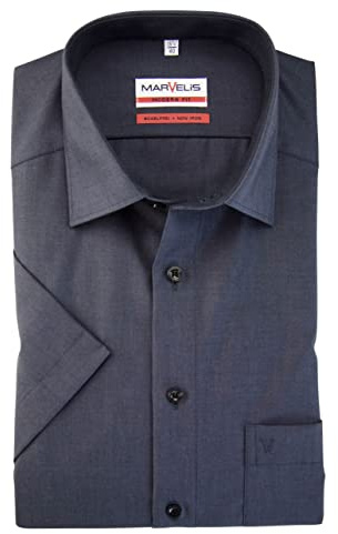 Marvelis Modern passform skjorta halbarm chambray antracit