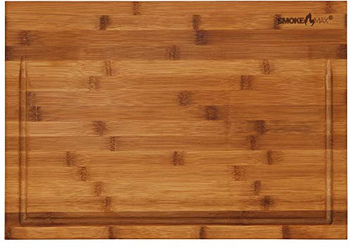 2-1 großer massiver Holzblock Schneidebrett & Servierbrett in Einem Bambusblock (ca. 50 x 35 x 5 cm)