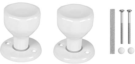 ADGO Manija Perilla Giratoria de Doble Cara Para Puerta de Puerta, Portón, Balcón, Terraza, Acero Pintado en Polvo, dos Perillas Tornillos de Montaje Izquierdo y Derecho Incluidos, Blanco, 1 pieza