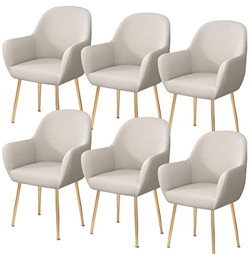 XGANGM Samt Esszimmerstuhlbezug 2/6/4er Set mit Armlehne, Büro Stuhlbezug Rückenlehne Stuhlschonbezug Sessel Stretch Stuhl Hussen Armlehnstuhl Stuhlabdeckung Stuhlbezüge,B,6PCS