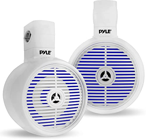 Pyle Altoparlanti impermeabili fuoristrada da 20,3 cm, 300 W, sistema audio a torre di wakeboard marino a torre con luce a LED, altoparlante stereo da esterno per auto, ATV, UTV, Jeep, barca, include