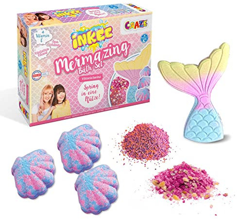 INKEE Mermazing Bath Set Viktoria Sarina | Set regalo Additivo da bagno con bombe da bagno, palline da bagno e sali da bagno, set da bagno per bambini