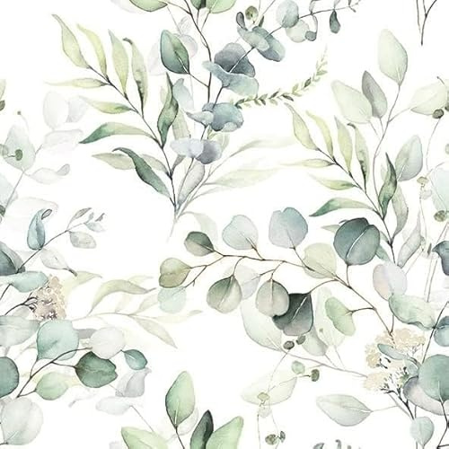 Servietten mit Eukalyptus Blättern Botanical Natural Living in weiß & grün Tisch-Dekoration Servietten Frühling Sommer Ostern Hochzeit 40 Servietten