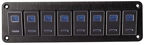 Wasserdichtes Kippschalter-Panel, 8 Gang-Rocker-Schalter-Panel, DC 12V/24V 5 Pin blau LED-Licht vor Verdrahtet Schalter-Panel für Wohnmobil, Auto, Bus, Anhänger, UTV, usw.