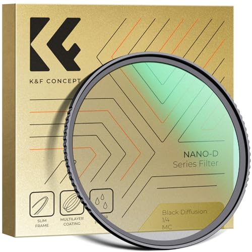 K&F CONCEPT 77mm Filter Black-Mist 1/4 Filter für Portraitfotografie | Cineastischer Look und Dreamy,Optisches Glas, Nano-Beschichtung,Nano-Dazzle, FE502