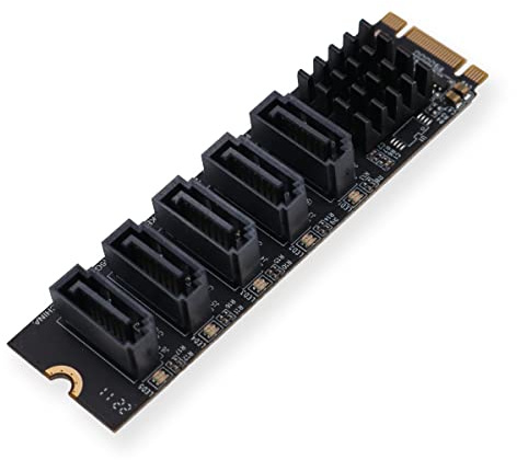 Namvo M2 NGFF NVME M-Key PCI Express to SATA 3.0 6Gbps 5 Ports Adapter Converter Hard Drive Extension Card