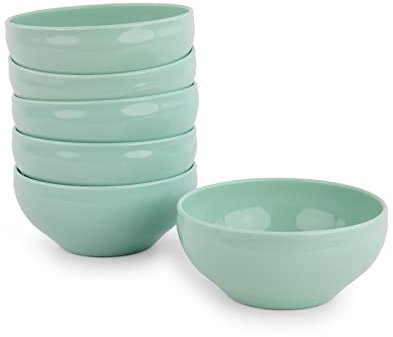Juego de 6 Piezas de Vajilla Stilo en Plástico Duro Reutilizable e Irrompible para Fiestas y Eventos. Verde (Bol 12 cm)