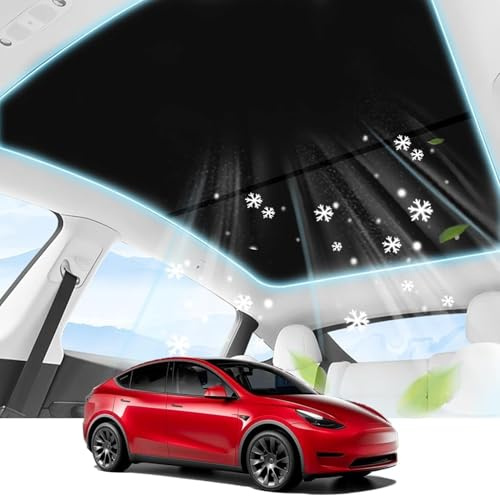 Sonnenblenden kompatibel mit T-esla 2021 2022 2023 Model 3 Glasdach, Auto Schiebedach Glas Schatten faltbar Sonnenschirm Hitze isolieren Sonnenschirm Sonnenschutz (Black, Model 3)