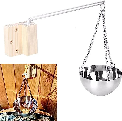 Ciotola per Sauna, 850 ML Ciotola Sauna Acciaio Inox Ciotola per Sauna Accessori sauna per Spa Sauna Ciotola per Evaporatore Ciotola Appesa Coppa per Oli Essenziali Ciotola Sauna Accessori Sala Sauna