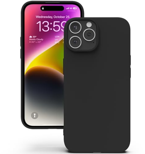 YATWIN Silicone Case for iPhone 14 Pro, Soft-Touch, Shockproof, DustProof, Antiskid Full Body Armour Phone Cover for Apple iPhone 14 Pro - Black