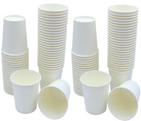 Sunrise Packaging 100 x 7oz White Paper Cups for Hot & Cold Drinks Biodegradable Leak-Resistant Eco-Friendly Single Wall Disposable Coffee/Tea Paper Cups