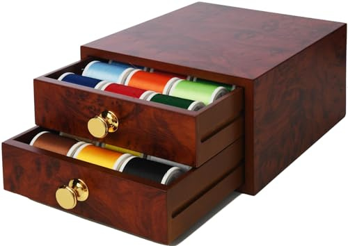 VIOLA Box für Näh- und Stickgarn, elegante Kommode 30 mit Spulen aus Polyneon 1000 m, Garn zum Nähen und Sticken, 100% Polyester, Quilt und Patchwork
