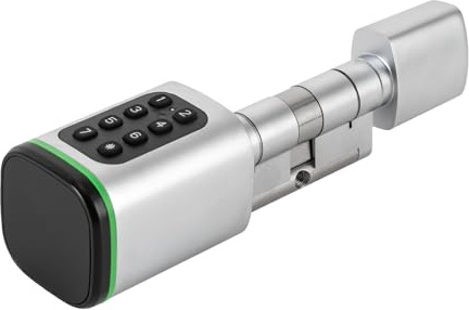 Elektronischer Zahlenschlosszylinder FüR Zuhause, Vier Entriegelungsmethoden, IP-Schutzart: IP5x, Micro Type-C-Ladeanschluss FüR 1,4-1,8 TüRdicke Und EuropäIsche Standardbohrung (Weiß)