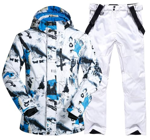 HOUZONIY Herren Skianzug Set, Ski Anzug Männer, Herren Schneeanzug, Warmes Winddichtes Und Wasserdichtes Schneeanzug Für Freizeitsportarten, Wandern, Outdoor-Skianzug-Liebhaber