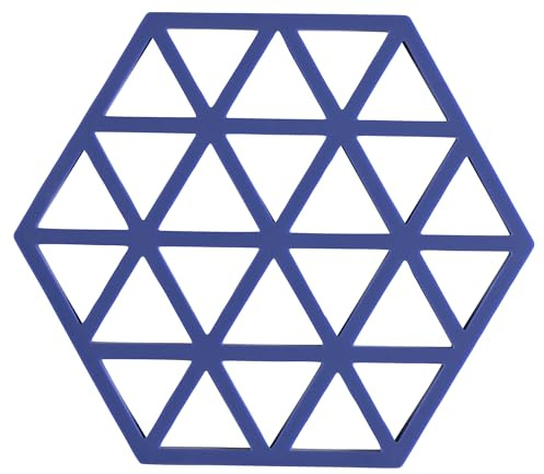 Zone Denmark Triangles Triaster Heat Resistant up to 250°C, Silicone Trivet, Decorative Coasters for Pots and Pans, Dishwasher Safe, 16 x 14 cm, Indigo