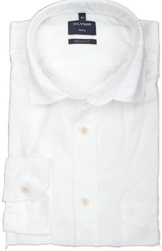 OLYMP Casual Regular fit Hemd Langarm New Kent Kragen Garment Dyed weiß