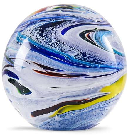 EUSTUMA Handgeblasene Glasfiguren, Kugelplanet, Briefbeschwerer, Glaskugel, Heimdekoration, Sammlerstück, Raummuseum, Bürodekoration, Weltraumliebhaber