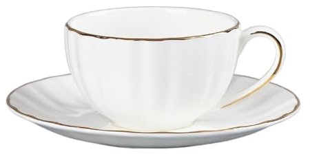 Espressotassen Kaffeetasse und Untertasse mit großem Fassungsvermögen, Goldrand, kreatives Design, Nachmittagsteetassen, leichtes Luxus-Trinkgeschirr Espresso Tassen(Color:Style H)