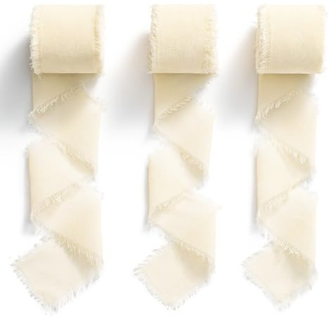 Chiffonband Schleifenband Hochzeit Geschenkband Breit 3,8 cm x 23 m (Creme, 3,8 cm x 6,4 m)
