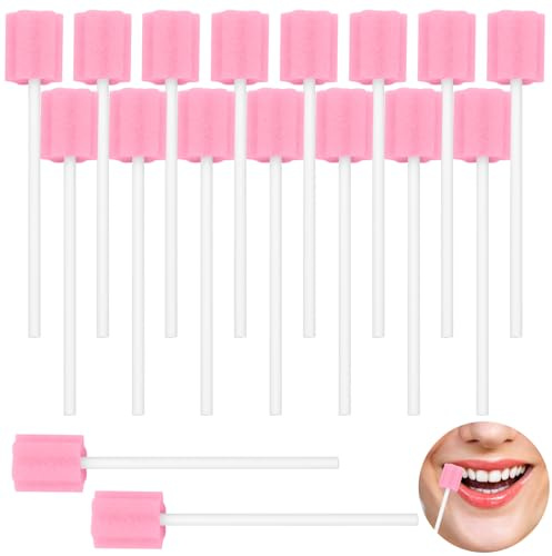Scettar 120pcs limpieza dental hisopos bucales (Rosa)，aplicabilidad higiene bucal，limpieza dental，esponjas jabonosas desechables，descartáveis oral cuidado esponja dentes limpeza boca