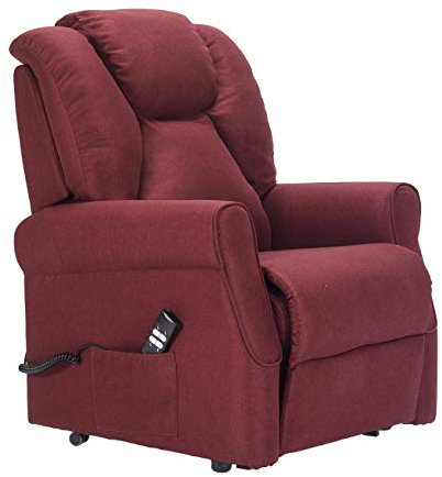 Sime FR-1 Fauteuil Relax Électrique Vibromassage Inclinaison combinée du Dossier et du Repose-Pieds 4 Roues déplacent l'utilisateur siège indéformable résistant aux Taches releveur âgé Rouge