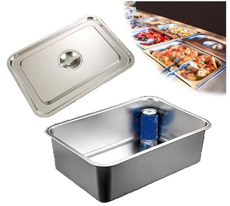 NJDQFA Lebensmittel Lagern Behälter,Stapelbar Gastro Behälter Mehrweg, Rechteckig Edelstahl Gastronomiebehälter,50 * 35cm,20cm