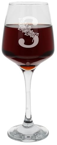 S Bicchiere da vino con monogramma inciso con nome inciso, grande, regalo di compleanno per lei o per lui, personalizzabile con iniziale incisa, 400 ml