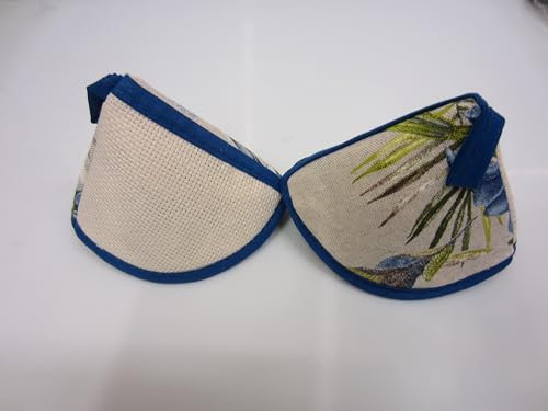 COPPIA PRESINE ROTONDE A CAPPUCCIO DA CUCINA FANTASIA NATURA BLUETTE CON AIDA