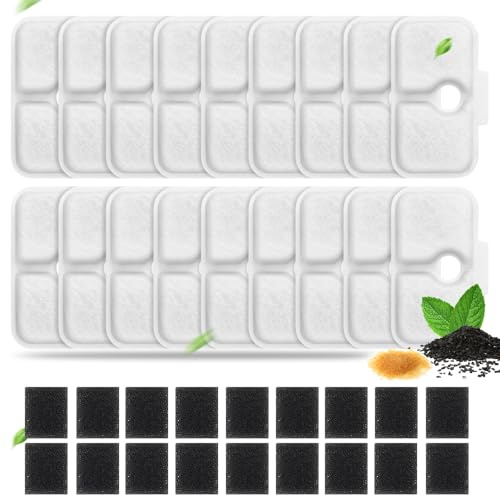 36-pack kattvattenfontänfilter trippelfiltreringssystem ersättning 18 st kattvattenfontänfilter med 18 st svampar kompatibla med Dockstream kattens vattenfontäner