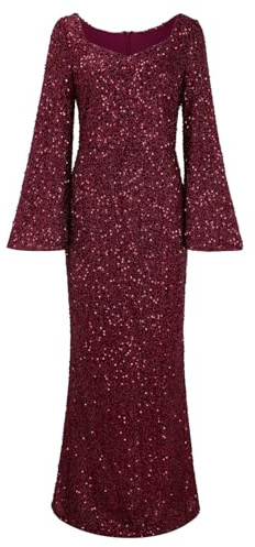 Abito Elegante Donna Abiti Da Cerimonia Donna Curvy Abito Aderente Capodanno Abiti Con Paillettes Da Sera Elegante Vestiti Sposa Vestito Brillante Maniche lunghe Tubino Cocktail Party Glitter
