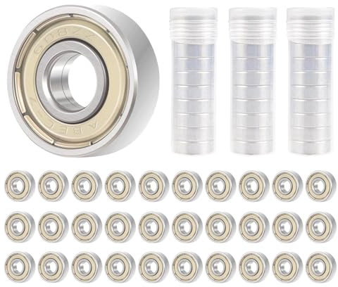 30 Stück 608zz Kugellager, Kohlenstoffstahl Kugellager, Double Shielded Miniatur Rillenkugellager für Skateboard Roller Inline Skates