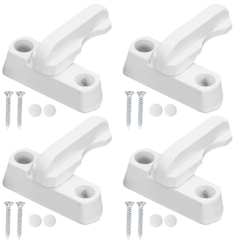 FiTspi Confezione da 4 serrature per finestre con viti, serratura di sicurezza a T, per finestre e porte in PVC/uPVC