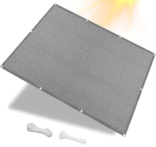 Vela Ombreggiante Traspirante 3.1 x 9 m Traspirante e Protezione Solare Raggi UV Rete Ombreggiante Quadrato Tendalino con Occhielli Tenda a Vela per Balcone, Terrazza, Grigio