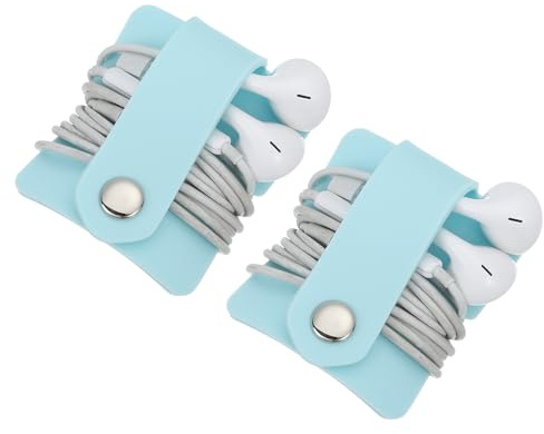 sourcing map 2pcs Earbuds Holder Case, Earphone Wrap Headphone Case Cord Manager Cable Organizer Winder, Blue