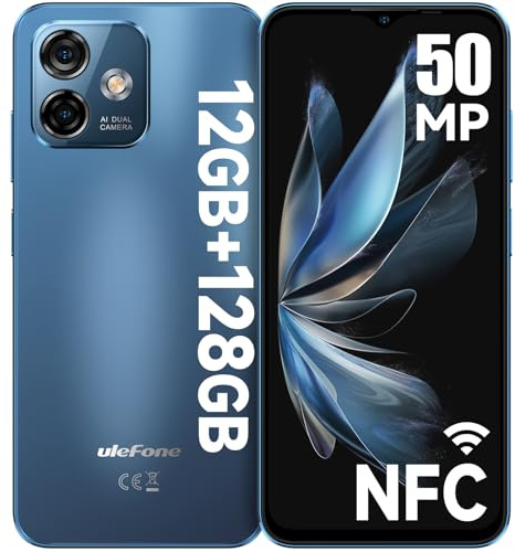 Ulefone Note 16 Pro Smartphone 128GB, 12GB RAM/256GB SD erweiterbar 50MP+8MP Octa Core Android 13 6,52 HD+ 4400mAh, 4G Dual SIM Handy ohne vertrag Fingerabdruck Face ID GPS OTG 2 Jahre Garantie- Blau
