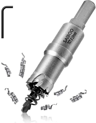 SAIBOO 19 mm Hole Saw Metal, TCT Carbide Drill Bit with High-Quality Pilot Drill for Stainless Steel, Mild Steel, Alloy, Iron, Aluminium, Copper, Brass