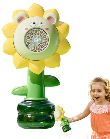 Machine à Bulles pour - Souffleur à Bulles pour Jeux extérieurs - Tête oscillante Portable avec Fleurs et lumières LED, Jeux pour Jardin, Piscine, Camping, Plage et intérieur