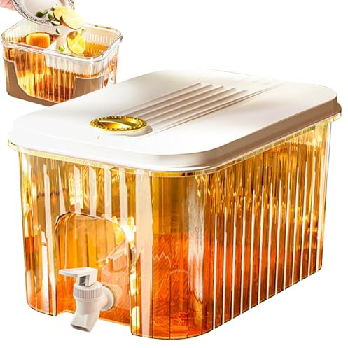Getränkespender für Kühlschrank, Wasserspender und Getränkespender| 3/5L Kühlschrankspender in Lebensmittelqualität mit auslaufsicherem Zapfhahn-Saftspender mit Filter für heißen Tee Milch Apfelwe