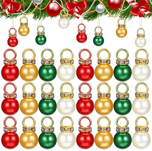 GLEAVI 200 Stück Mini Weihnachtskugeln: 18mm Perlenimitat Klein Weihnachtsbaumkugeln - Bunt Christbaumkugeln Hängende Ornamente für Urlaub Hochzeit Party Weihnachtsdeko DIY Ohrringe Armbänder