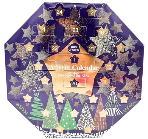 Pan Aroma Tealight Advent Calendar Wreath | Scented Candles Gift Set | 6 Festive Scents with 3 Hours+ Burn Time Each | Christmas Gifts for Women (24 Xmas Scented Tea Lights)