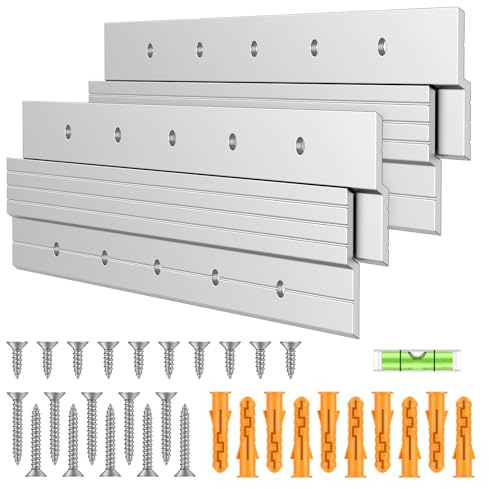 Uniclife 2 Paare 30 cm Französische Keilleisten-Aufhänger 36 kg Traglast Schwere Lasten Französische Keilleisten Bildaufhängung Aluminiumlegierung Spiegelmontage-Hardware Wandmontagehalterung