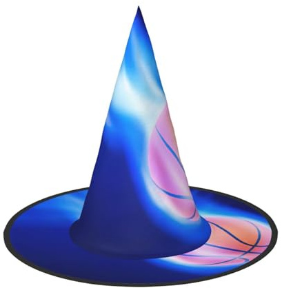 EdWal Blue Fire Basketball Ball Print Halloween Witch Hat Costume Accessory Women Hats For Halloween Party Cosplay For Home, Yard,