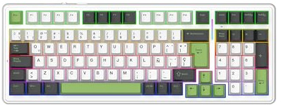 MechLands Aula F99 96% Teclado para Gaming Con Cable, Distribución QWERTY Español, Creamy Teclado Mecánico Con Junta, Retroiluminación RGB, Hot Swap, Interruptor Lineal Prelubricado (Negro Verde)